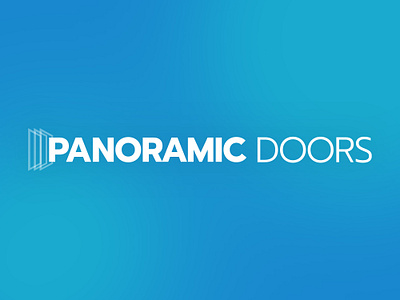 Panoramic Doors • Proudly Manufactured in 🇺🇸 blue branding cyan doors logo panoramic simple transparent windows