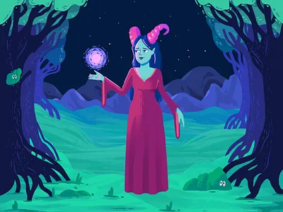 There is a light that never goes out 🎵 character children colors design drawing game illustration light montains story tail trees woman woods