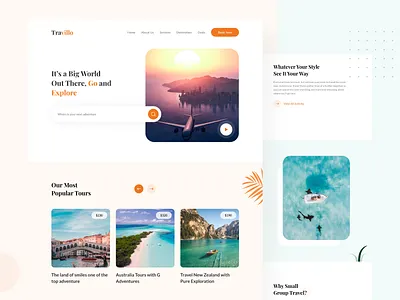 Travel Web branding creative design dribble explore illustration search template theme travel ui ui design uiux web wesite world