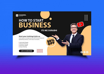 Free Business Startup You-tube Banner 3d a animation banner branding business design free graphic design illustration latest logo motion graphics new psd psd mockup startup ui vector you tube