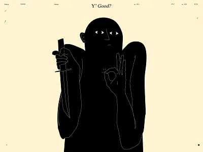 Y' Good? abstract composition design figure figure illustration hand illustration knife knife illustration laconic lines minimal mood okay poster