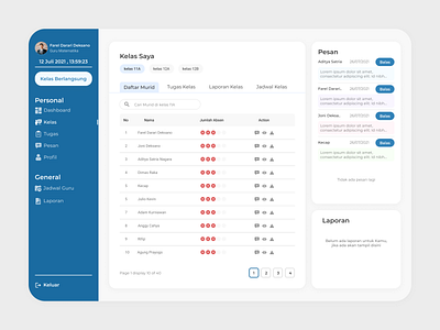 School Management Dashboard - Daftar Murid dashboard design school dashboard school management school management dashboard teacher teacher dashboard ui website website design