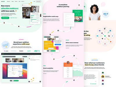 Demio b2b brand design brand designer brand guide colorful iconography illustration landing page marketing website modern saas style guide tech ui web design web designer website