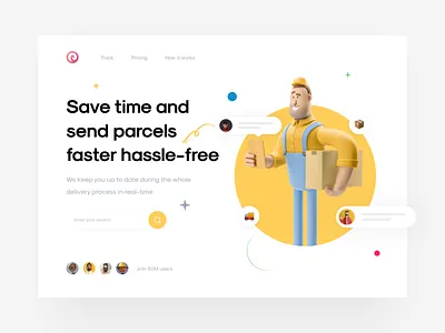 Piqo Delivery Landing Page [Hero] 2020 trend 2021 trend 3d box car delivery delivery app illustration minimal mobile app design ui uiinspiration uiux