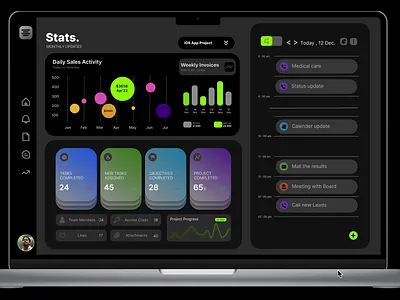 Dashboard UI animation dark mode dashboard finance logo ui website
