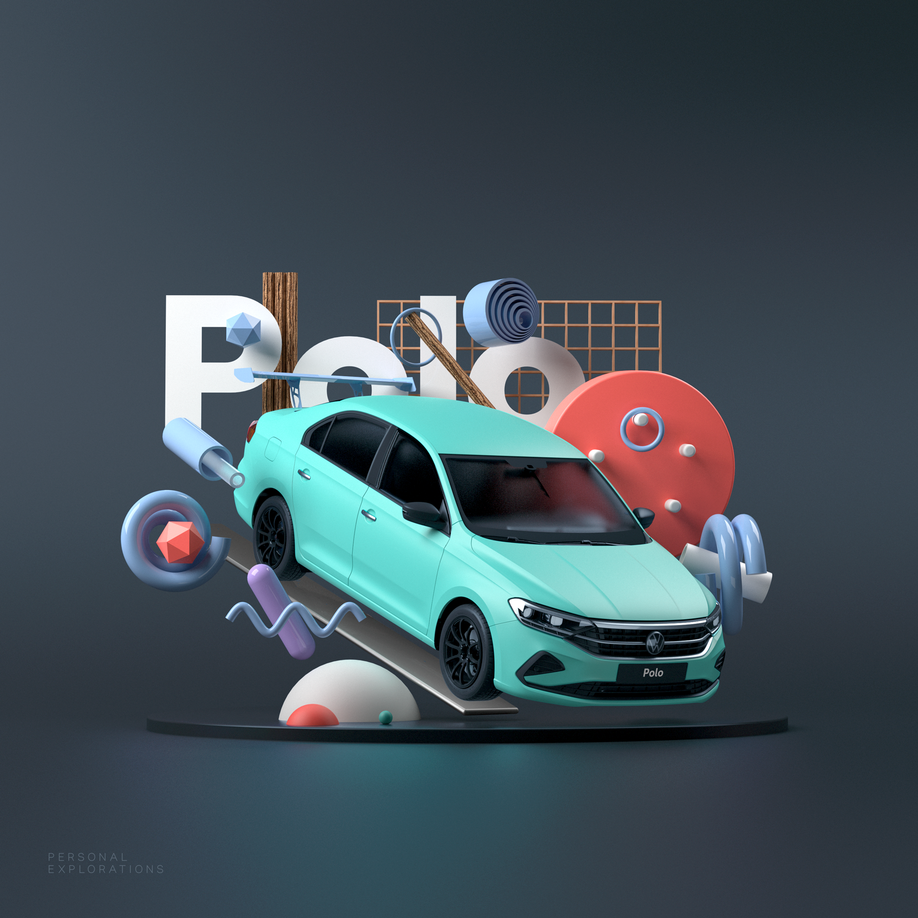 VW Polo - p.e/2020 3d cinema cinema 4d design emiliance maxon minimal redshift render volkswagen vw polo