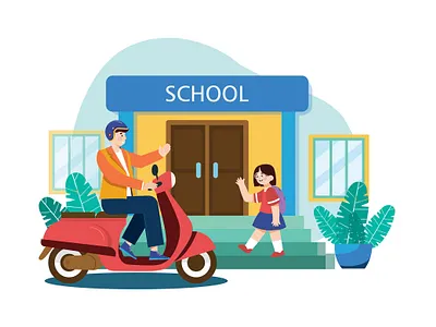 Father Dropping Off Daughter At School school