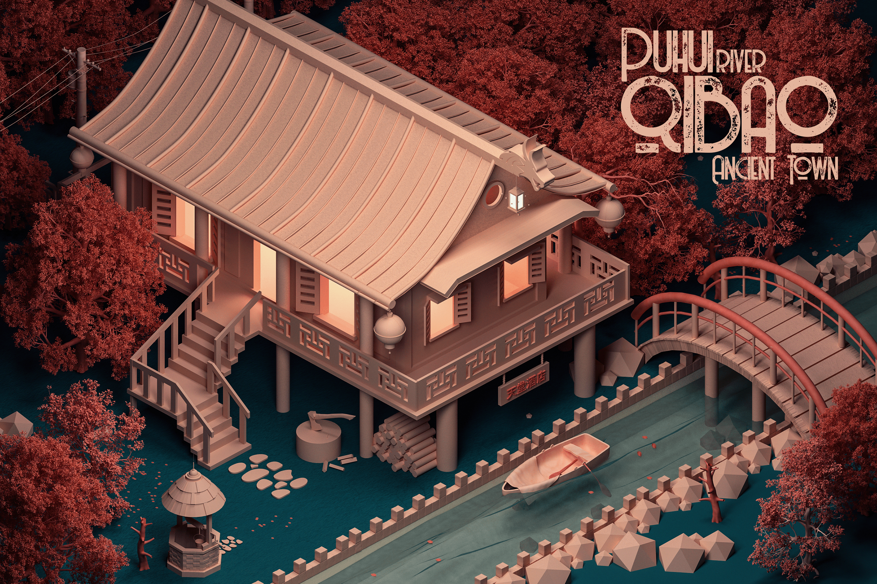 Ancient Town - p.e/2019 3d cinema cinema 4d design emiliance graphic design low poly maxon minimal redshift render