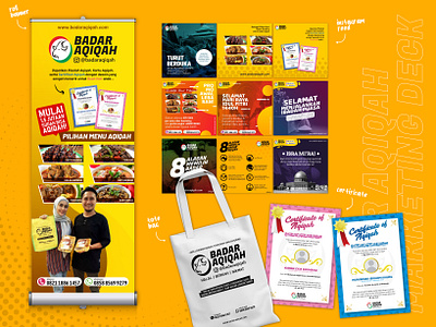 Badar Aqiqah Marketing Deck banner branding certificate graphic design instagram feed logo marketing roll banner social media tote bag