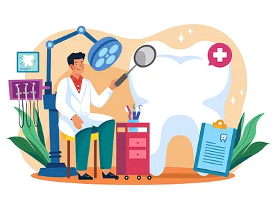 Dental Office Interior With Dentist Workplace working people