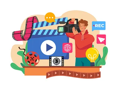 Videographer With Professional Studio Equipment working people