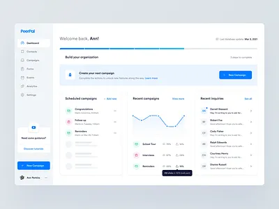 PeerPal — Dashboard 🏠 app application cards clean dashboard data graph interface layout list loading minimal product progress bar saas simple skeleton ui ux widelab