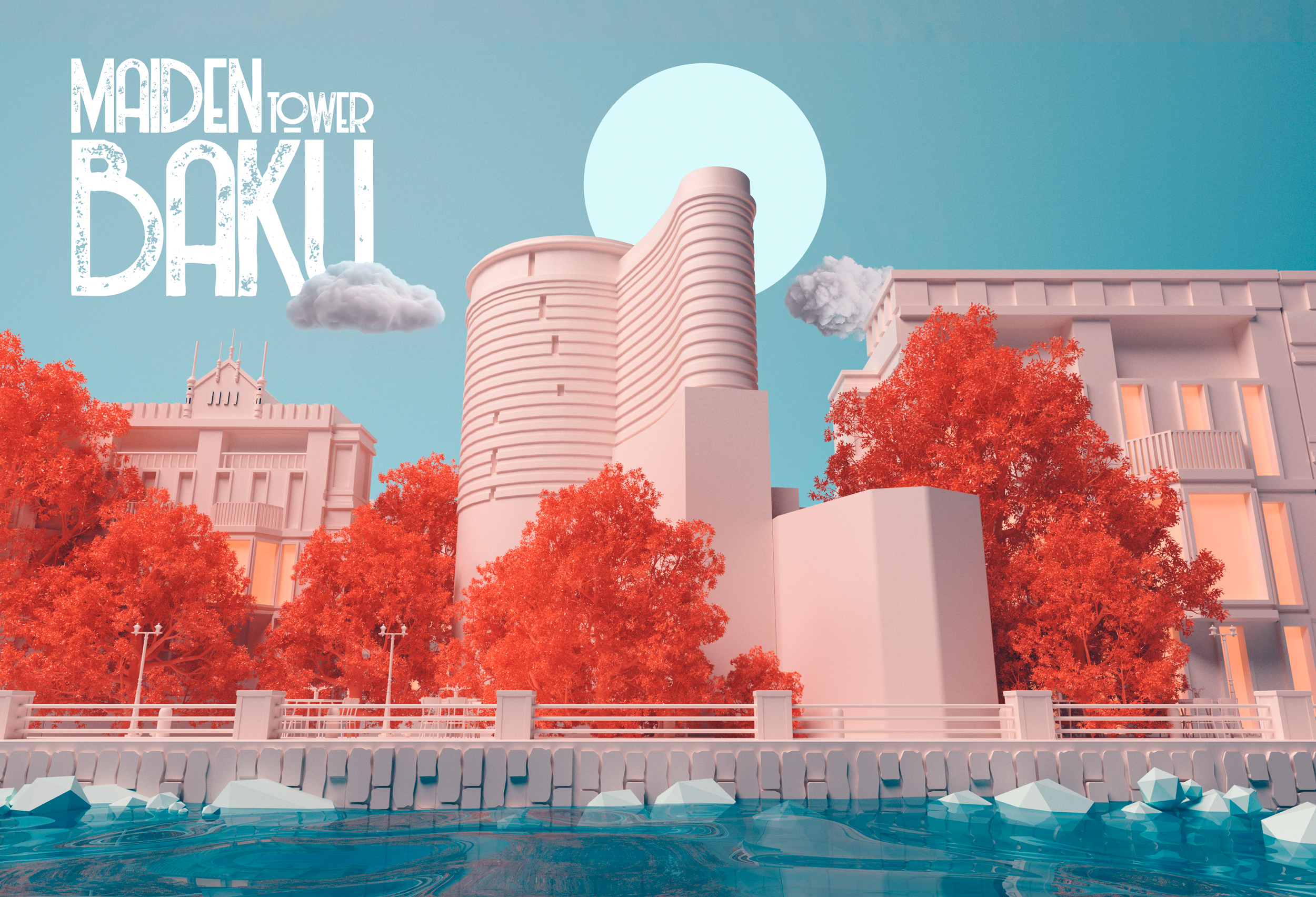 Maiden Tower Baku p.e/2019 3d cinema cinema 4d design emiliance low poly maxon minimal redshift render