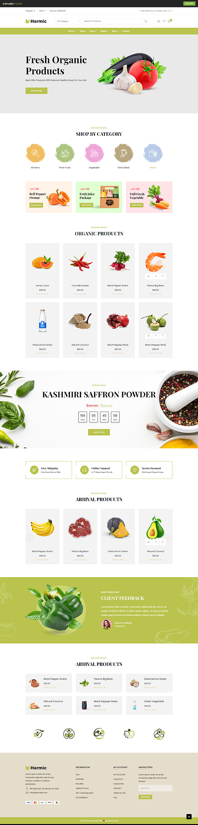 Harmic - Organic Food HTML Template bootstrap eco food web template ecommerce html food template grocery html template healthy food store template healthy organic food template modern agriculture html template organic food html template