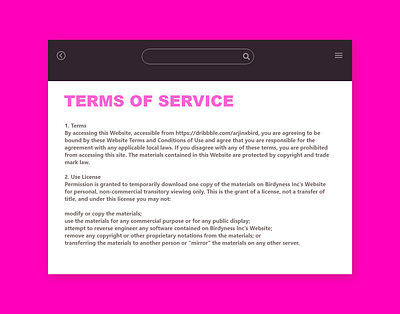 Daily UI #89 "Terms of Service" adobe xd design minimal web