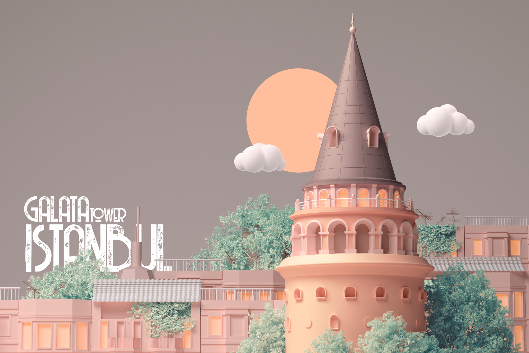 Galata Tower - p.e/2020 3d cinema emiliance low poly maxon minimal redshift render