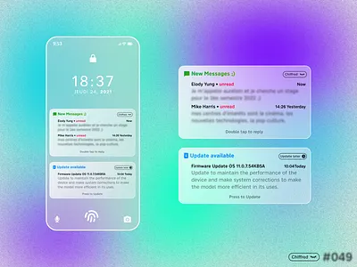 DailyUI #049 - Notifications app art branding design glass glassmorphism graphic design illustration logo ui ux web