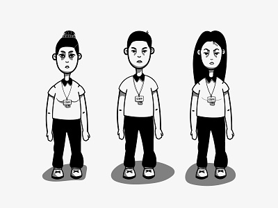 Staff 2d blackwhite illustration staff vector