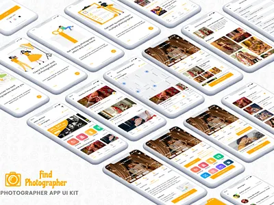 Find Photographer App UI Kit app design book photographer find photographer nearby studio photographer ui kit