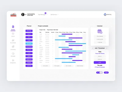 project dashboard accounting calendar dashboard planner planning procurement project project management schedule service timesheet ui ux
