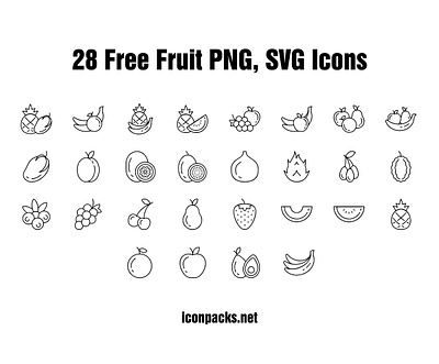 28 Free Fruits SVG, PNG Icons design free icons free resources freebies icon pack icon set icons illustration png icons svg icons