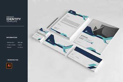 Brand Identity bradning brand identity business card corporate identity creative folder identity template illustrator template letterhead minimal identity