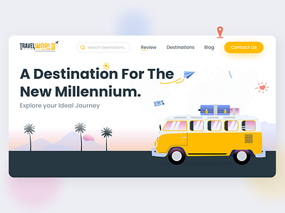 Travel World - Travel Planner Landing Page✈️🌎 illustration landing page travelling website ui ui design vector webdesign website design