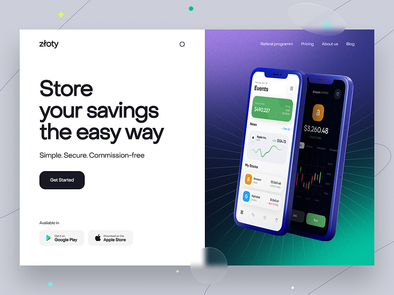 Finance App Landing Page app app design finance fintech hero page home page landing page marketing page product design product page product page design ui ux web web page