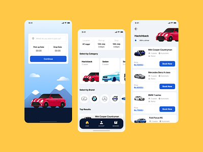 Rental Car app UI car app car rental app design card design illustration mobile nav bar spot illustrations ui ui design ux visual design