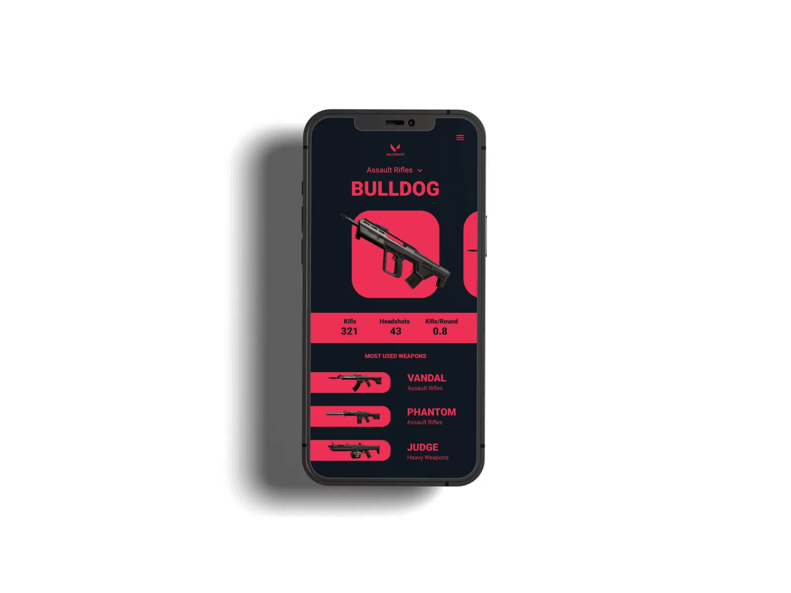 Valorant Stats Mobile App animation mobile motion design product design riot games ui ui design ux valorant