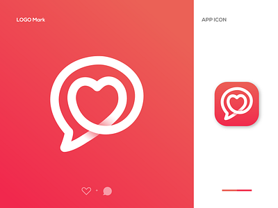 Heart + Chat - Love Logo Design app branding chat chat love logo dating design gradient heart heart chat logo icon identity inspiration logo logo design love love logo design message modern unique