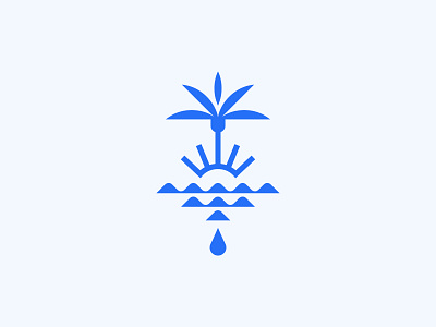 Wells Coffee badge beach branding design florida illustration lockup logo modern palm palm tree sun typography water