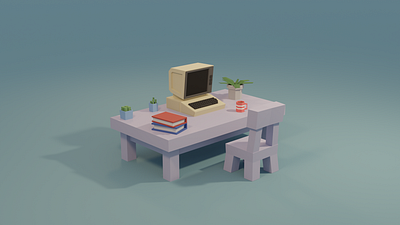 Desk Scene 3d blender blender3d low poly lowpoly modelling render