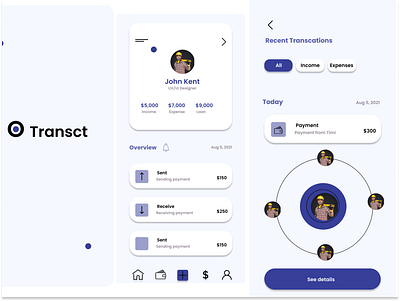 Transct checkout fintech logo mobile app ui uidesign