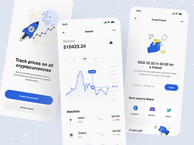 Crypto mobile wallet app app design banking bitcoin branding chart coin crypto dashboard design dribbble illustration ios logo metamask mobile ofspace statictics wallet website website design