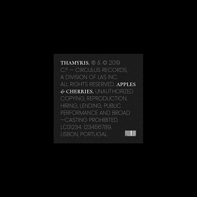 Thamyris — Apples & Cherries album branding cover cover art graphic design music single type typography