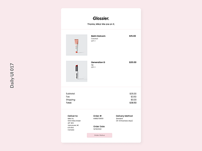 Daily UI #017 | Email Receipt daily ui design ui uiux