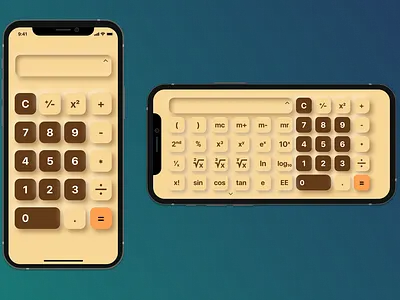 Calculator app app design landscape mobile ui