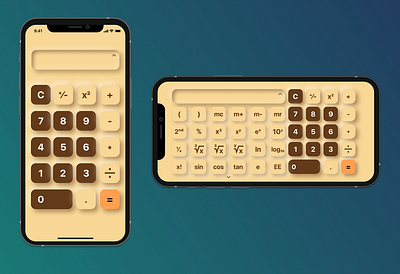 Calculator app app design landscape mobile ui