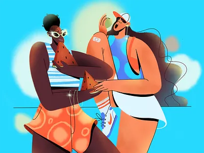 Summer vibes art cartoon character character design girls hype beast illustration nike sneakers streetwear summer watermelon