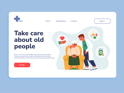 Care Website character creative design digital art illustration logo ui ux vector