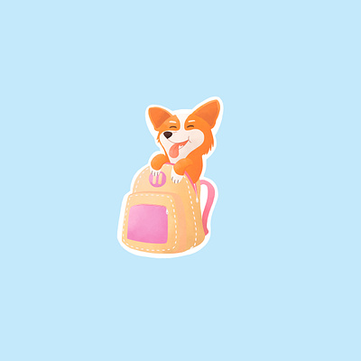 Corgi Sticker animal animals backpack backpacks color colors corgi corgis dog dog in backpack dog shelter dog sticker dogs illustration royal corgi sticker stickers