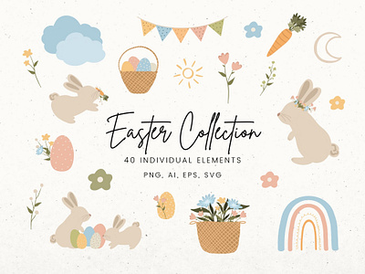 Easter Clip Art Set easter bunny svg easter clip art