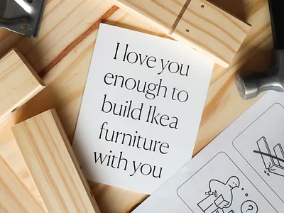I love you enough to build Ikea furniture with you first home furniture greeting card home decor house ikea new home stationery typography