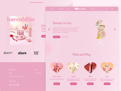 Barenbliss Website (Recreating Website) barenbliss beauty brand brand design branding cute design girl girly love makeup pink product design skincare ui ui design ux ux design valentine website