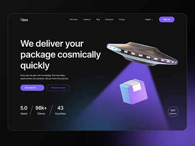 Landing | Sbox 3d 3d animated 3d animation alien ship animated animation delivery design desire agency flying saucer goods delivery graphic design landing landing page motion motion design motion graphics saucer ufo ui