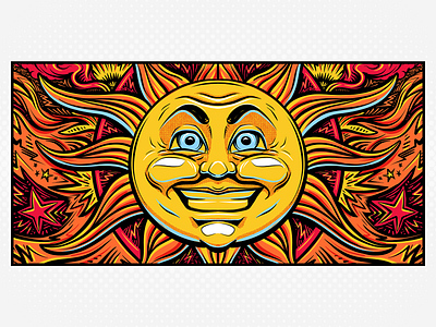 Sun grafitti illustration mural orange pop art sun