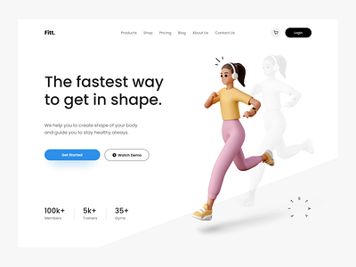 Fitness Landing Page Design 3d branding clean design dribbble dribbble best shot fitness illustration landing page minimal product typography ui uidesign uiux ux uxdesign web webdesign website