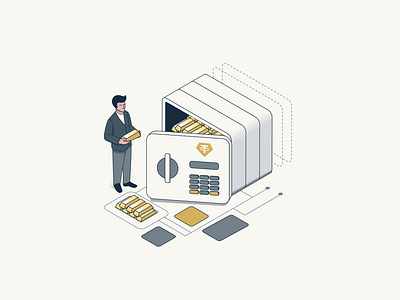 Isometric Tether 💰 adobe illustrator artwork blockchain fiat gold illustration isometric isometric illustration stable coin tether web illustration