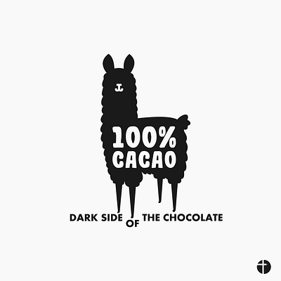 100% CACAO brand chocolate design flat llama logo vector